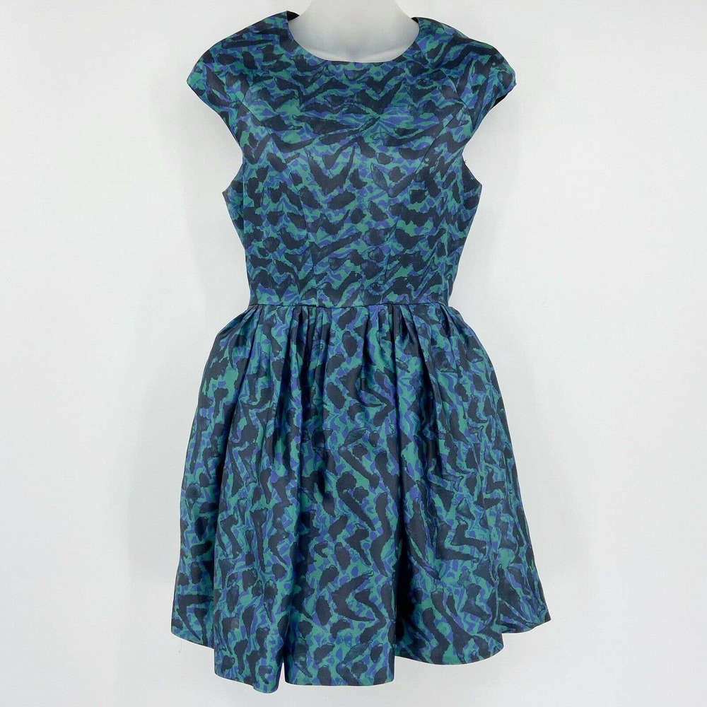 Topshop Cap Sleeve Silk Fit & Flare Skater Dress 4